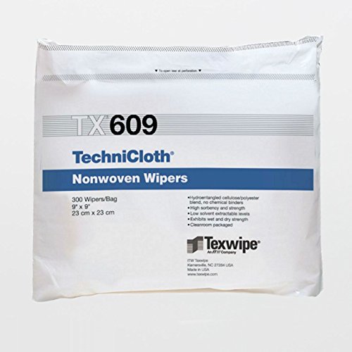 41eHPlSO %2BL Case of TX609 TechniCloth 9" x 9" Cellulose and Polyester Cleanroom Wiper - 10 Bags of 300 Wipers (3000 Total)