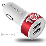 TopG [Lifetime Warranty] Dual USB Ports 3.1A Portable USB Car Charger for iPhone 5 5S 5C 4 4S,iPad 4 3 2,iPad mini,iPad air Battery Power Supply for All Apple Device (Lightning Cable/Adapter Not Included)- (White+Red)