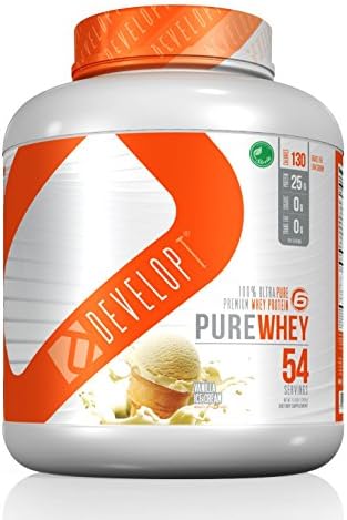 DEVELOPT Pure Whey, 100% Grass Fed Protein, NEW ITEM, Multi Sustained Assimilation, 6 Sources Whey Protein, No Wheat, No Soy, No Egg, High in BCAA, All Natural, Grassfed, No Acesfulfame, Vanilla Shake