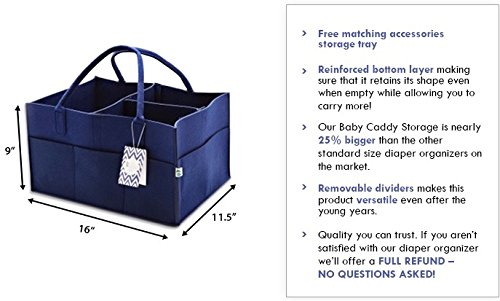 Little Tinkers World Baby Diaper Caddy & Extra Large Organizer For Diapers, Wipes & Nursery Storage Bin – Unisex design - Navy