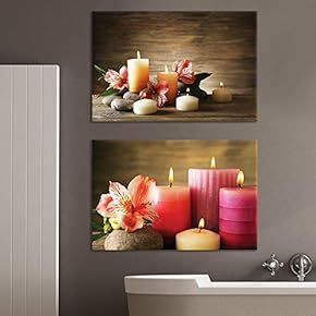 Canvas of Candles and Flowers Spa Canvas Set|16" x 24" x 2 Panels