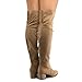 Women's Over The Knee Stretch Boot - Trendy Low Block Heel Shoe - Sexy Over The Knee Pullon Boot - Comfortable Easy Heel Boot, TPS Linden-01 v4 Taupe Size 8.5