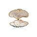 MICG Vintage Pearl Mussel Hinged Trinket Box Wedding Ring Holder Metal Seashell Figurine (White Inside 1pcs)