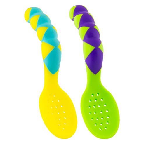 Sassy 2 Pack Baby Less Mess Toddler Spoon, Colors May Vary