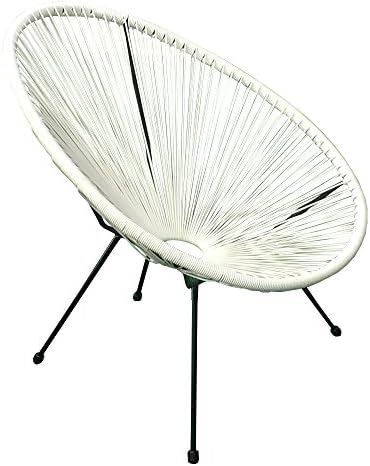 Acapulco Sun Oval Outdoor Patio Chair All-Weather Patio Indoor Outdoor Acapulco Weave Lounge Chair,2 Piece Set,White