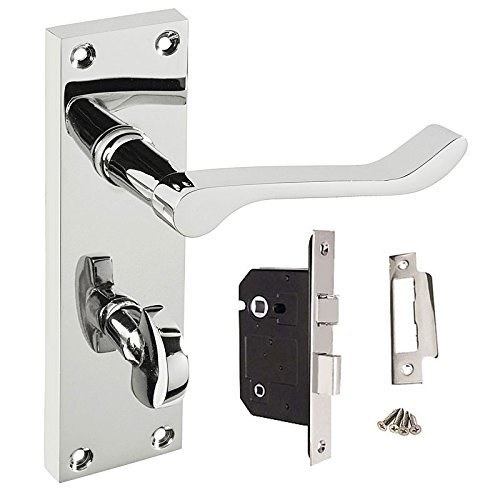 HANDLESTORE Victorian Scroll Bathroom Door Handle 63mm Sashlock – Polished Chrome Interior Lever Handle
