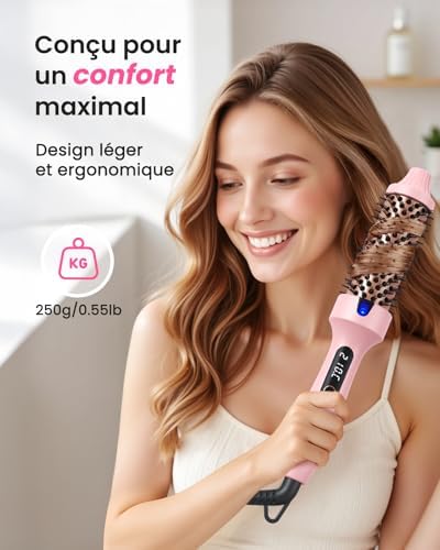Brosse Thermique 38mm – Boucles, Volume & Lissage (rose)