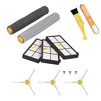 Purzest for Roomba 960 Replacement Parts- Roomba 800 and 900 Series Replenishment Kit (3 AeroForce Filters, 2 Spinning Side Brushes, and 1 Set of Multi-Surface Rubber Brushes)