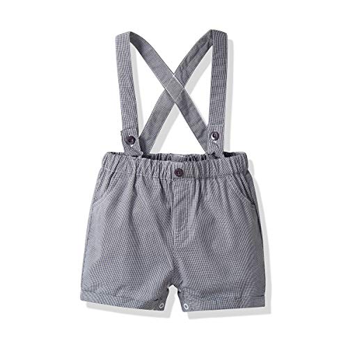 SeClovers Baby Tuxedo Outfits-Gentleman Bowtie Romper-Suspender Shorts Set, Toddler Baby Boys Formal Suit 3-6 Months