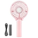 EasyAcc Battery Handheld Fan Portable Battery Operated USB Fan Mini Personal Fan Outdoor Electric Fan with Rechargeable 2600mAh Battery Adjustable 3 Speeds Foldable Home and Travel -Pink