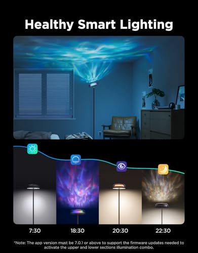 Govee Uplighter Floor Lamp with Nebula Effect, RGBIC Projector, Floor Lamp for Living Room, Compatible with SmartThings, Alexa and Matter, Corner Floor Light, Warm Cool White Standing Lamp