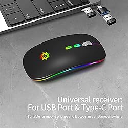 LED Wireless Mouse Rechargeable Slim Silent Mouse