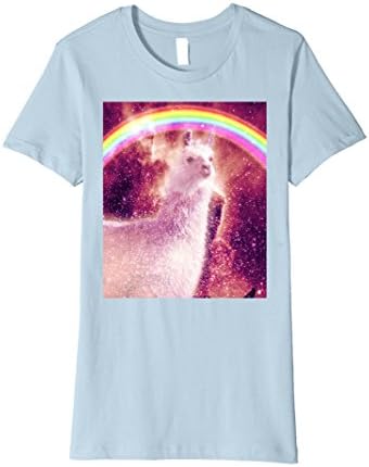 Womens Rainbow Llama T-Shirt - Llama Spirit Small Baby Blue