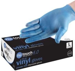 1 CASE 10 x Boxes of Nutouch Blue Powder Free Vinyl Latex Free Gloves