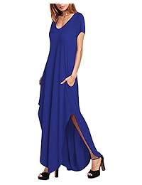 Vestido largo con cuello redondo, suelto, casual, para la playa