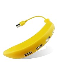 eBerry [Regalo de Acción de Gracias y Navidad Premium] Plug and Play Creative Banana Style 4 puertos de alta velocidad 480 Mbps Mini USB 2.0 Hub Splitter para Windows, Mac y Linux