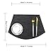 Bright Dream Wedge Placemats for Round Kitchen Table Woven Vinyl Non Slip Plastic Table Mats Set of 4（Black）