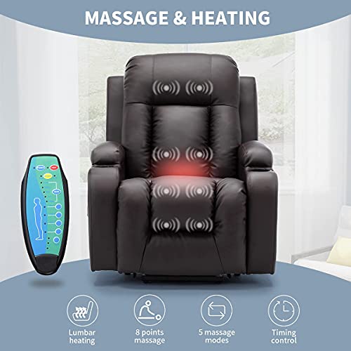 Vicluke Power Lift Recliner Chair with Massage and Heat for Elderly, Leather Electric Recliner
