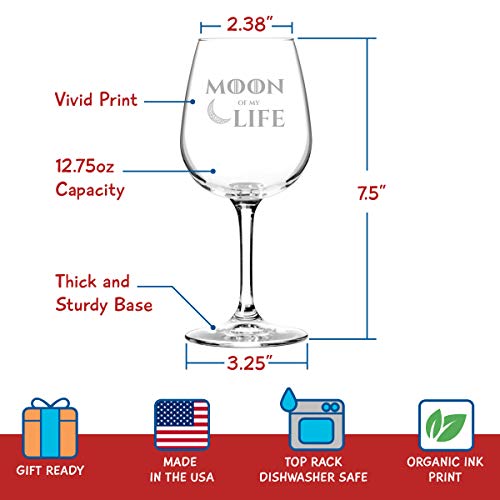 Moon of My Life My Sun and Stars Wine and Beer Glass Set for GOT Fan Couples- 12.75 oz Wine Glass & 16 oz Beer Pint Glass- Present for Mom and Dad- Inspired by Game of Thrones- Husband Wife Gift