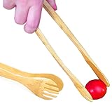 Neet Wooden Salad Tongs 100% Natural Eco-Friendly Bamboo Serving Tongs BMB-TONG