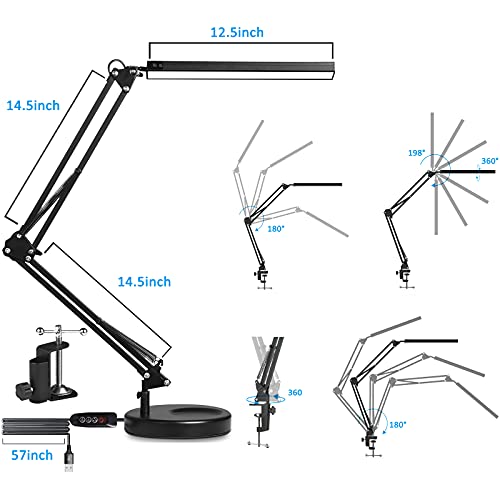 SKYLEO LED Desk Lamp with Clip and Base Eye Protection Desk Lamps for
