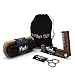 Hair & Beard Comb + Brush + Scissors - Set - for Men, Sandal Wood Comb, 100% Boar Bristle Brush, Best for Grooming Facial and Head Hair, use with Balm, Oil and Wax, Packaged in Premium Giftbox