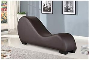 Kingway Furniture Kolar Faux Leather Yoga Chaise Lounge Chair, Relaxation, Streching, in Brown