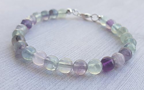 Natural Fluorite Gemstone Bracelet, Psychic Shield, Brings Peace, Calming, Meditation
