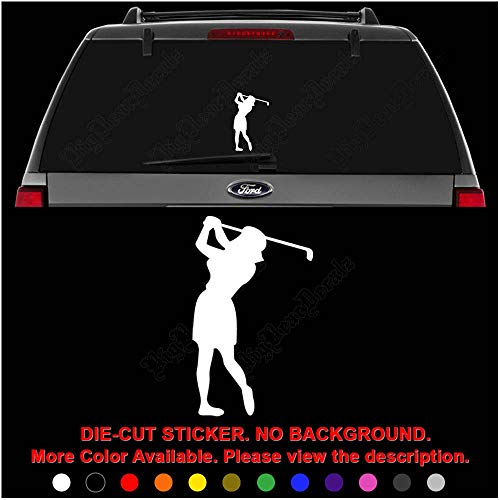 Women Golf Golfing Golfer Die Cut Vinyl Decal Sticker for Car Truck Motorcycle Vehicle Window Bumper Wall Decor Laptop Helmet Size- [6 inch] / [15 cm] Tall || Color- Gloss White