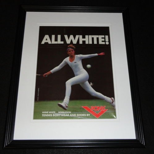 Anne White 1985 Wimbledon Pony Bodywear Framed ORIGINAL 11x14 Advertisement