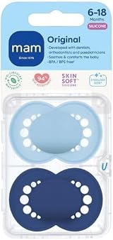MAM Original Soothers 6-18 Months Pack of 2 with Travel Steriliser Case Blue view 2