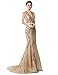 Clearbridal Women's Trumpet Champagne Sequins Evening Dress Designer Prom Gown