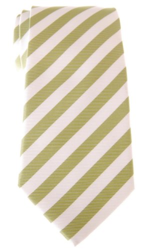 Retreez Classic Stripe Woven Men's Tie - Green and White Stripe
