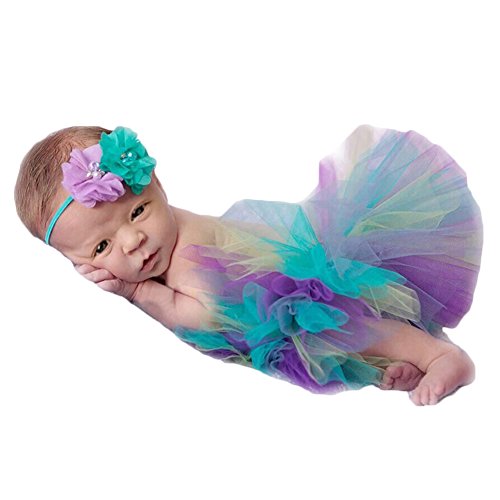 Fashion Cute Newborn Girl Baby Photography Props Outfits Tutu Dress Flower Headdress