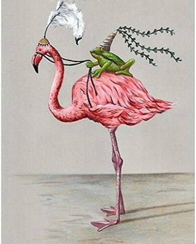 Paint by Numbers Kits Diy Oil Painting for Adults Kids Beginner - Frog and Flamingo 16 x 20 inch with Brushes and Acrylic Pigment (with Frame)