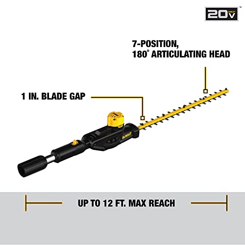 DEWALT 20V MAX* Pole Saw & Hedge Trimmer Attachment, 15foot Reach