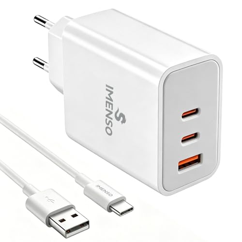 Carregador Universal 65W, 2 Saídas USB-C + USB-A, Carregador Rápido com Cabo, PPS 3.0, Voçagador para Notebook, Celular, Tablet, iPhone, Samsung, Xiaomi, Motorola – 100-240V, IMS-268PC