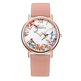 Bosymart Women's Silicone Strap Printed Floral Fashion Casual Quartz Wrist Watch