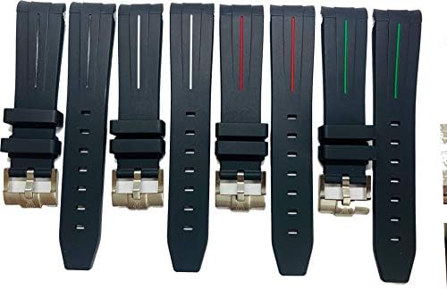 20mm Black/Black Vulcanized Rubber Watch strap for Rolex Submariner GMT Explorer Yachtmaster