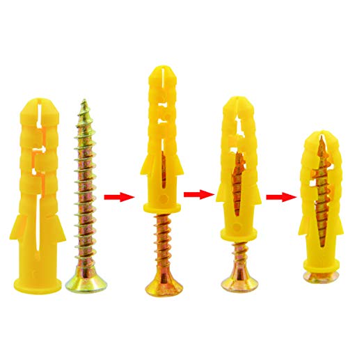 Shells 50Pack Self Drilling Drywall Anchor Kit with Screws (Yellow) - Thumbnail 6
