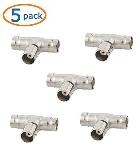 Warmstor 5 Pack T-shaped 3-Way BNC Female to Female Splitter Adapter RF Coaxial Connectors - Thumbnail 5