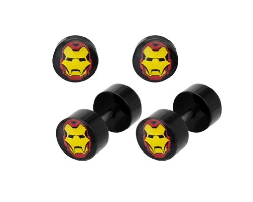 Marvel Comics Iron Man Steel Faux Plugs 18g