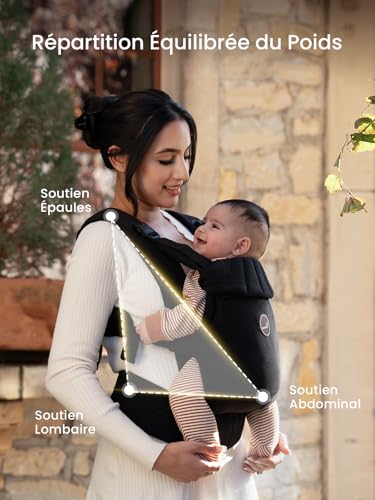 Physiological and Ergonomic Baby Carrier for Newborns to Toddlers (3-20 kg/0-24 Months), Quick Release Buckle, Easy Fit with Headrest, Lightweight and Comfortable (Black)