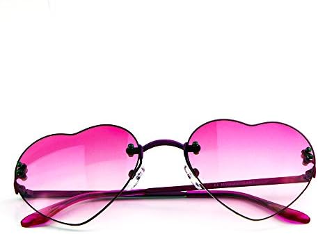 Sunglasses Luxe Heart Shaped Rimless Fashion Metal Sunglasses (Purple)