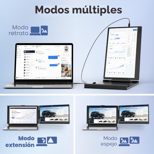 KEFEYA Monitor Portátil 14" FHD 1080P IPS Extensor Pantalla Portatil, Laptop Screen Extender Plug & Play con HDMI, USB-A, Type-C, Compatible con Windows, Mac, Android para Laptops 13-17.3"