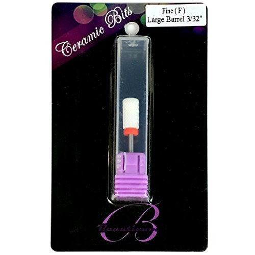 PANA 3/32” Flat Top Large Barrel Ceramic Bit - Fine Grit - Professional Nail Drill Bit for Manicure Pedicure Acrylic Nail File Tools Cuticle Polishing Machine