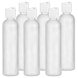 Moyo Natural Labs BPA Free HDPE bulk shampoo bottle with white disc cap Made in USA 8oz plastic flip top bottle 236ml White Translucent Pack of Six