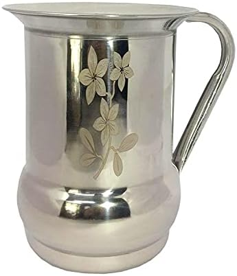 SHREE SAI TRADERS Steel Jug for Water Without Lid 2L Laser Flower Design Water Storage & Drinking Water Stainless Steel Water Pitcher (2000 ML) SHREE SAI TRADERS Steel Jug for Water Without Lid 2L Laser Flower Design Water Storage & Drinking Water Stainless Steel Water Pitcher (2000 ML)