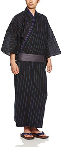 Amazon カブク Kabuku メンズ浴衣4点セット 市松ストライプ ブルー Kbk 1717 005bb ブラックにブルー Ll 浴衣 通販