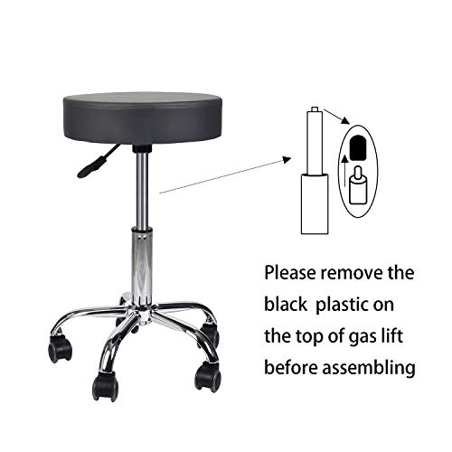 Home Office Adjustable Rolling Medical Massage Swivel Stool Chair Tattoo Facial Massage Salon Stools, Grey, Set of 2 - Thumbnail 6